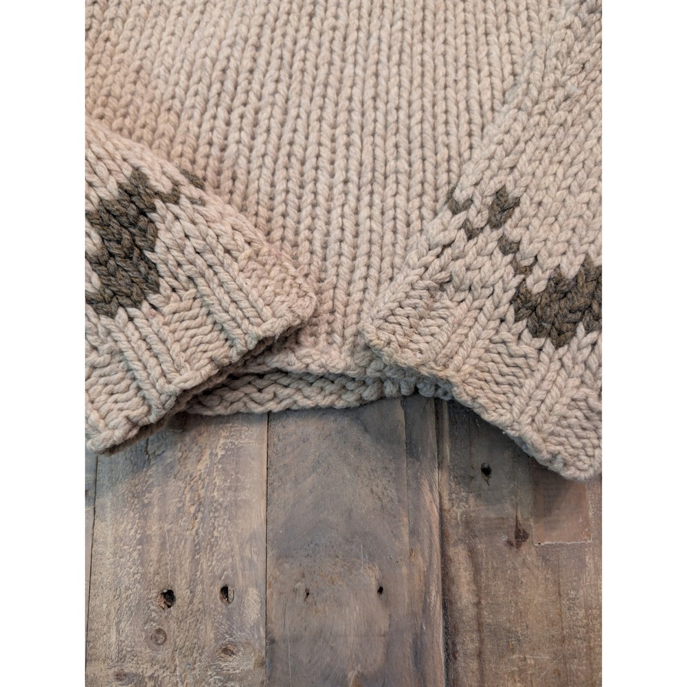 VTG Abercrombie & Fitch Wool Sweater Womens L Chunky Knit Fair Isle Full Zip 90s - Picture 8 of 8